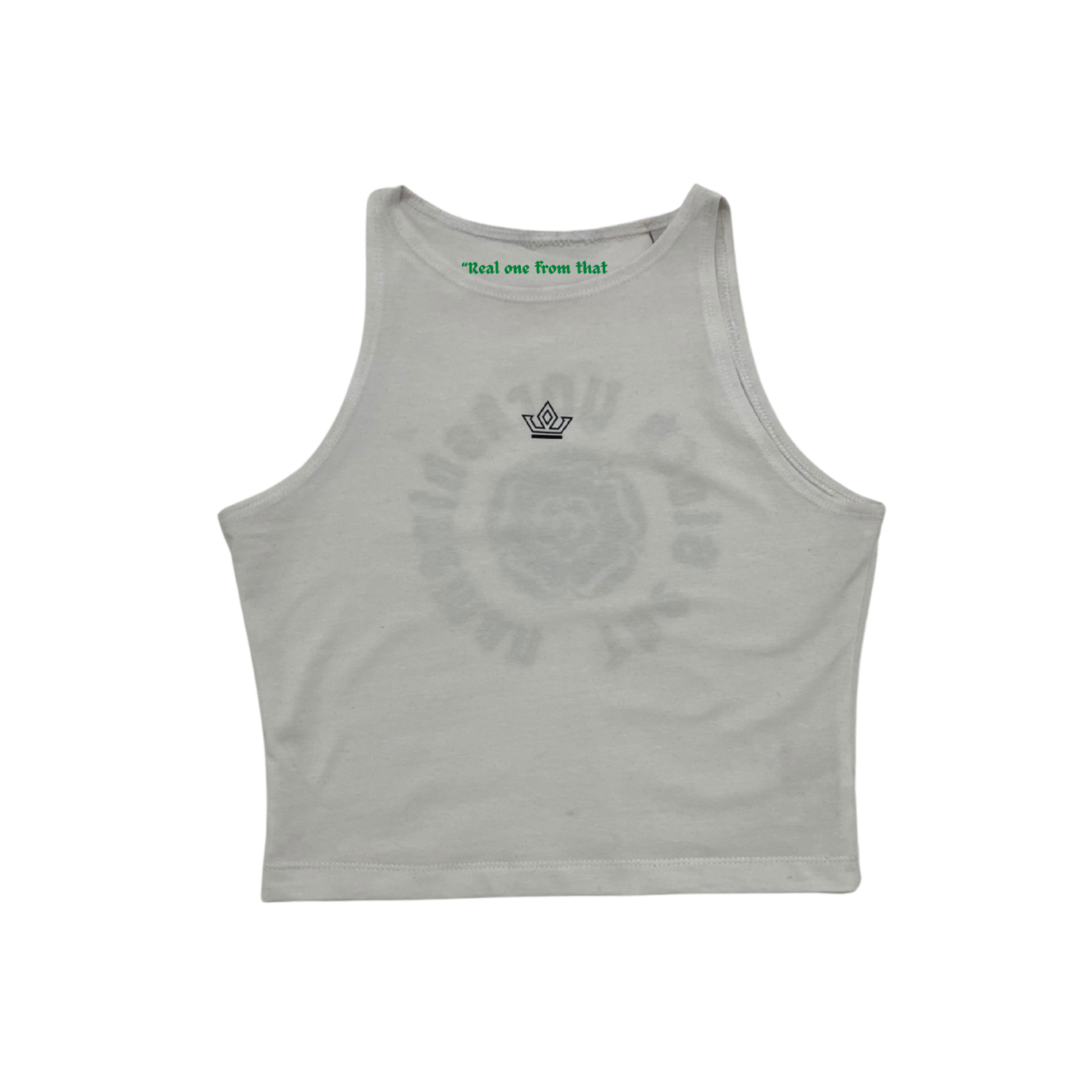 White/Black/Green Crop Top - The BlaCk YOrkshireman Collection by ACRA x Chiedu Oraka