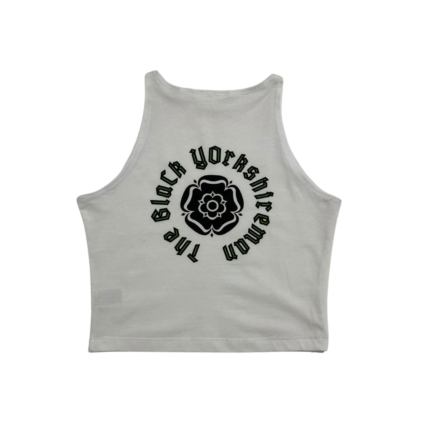White/Black/Green Crop Top - The BlaCk YOrkshireman Collection by ACRA x Chiedu Oraka